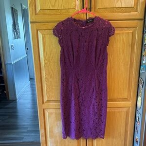 Chic Purple Lace Midi Dress